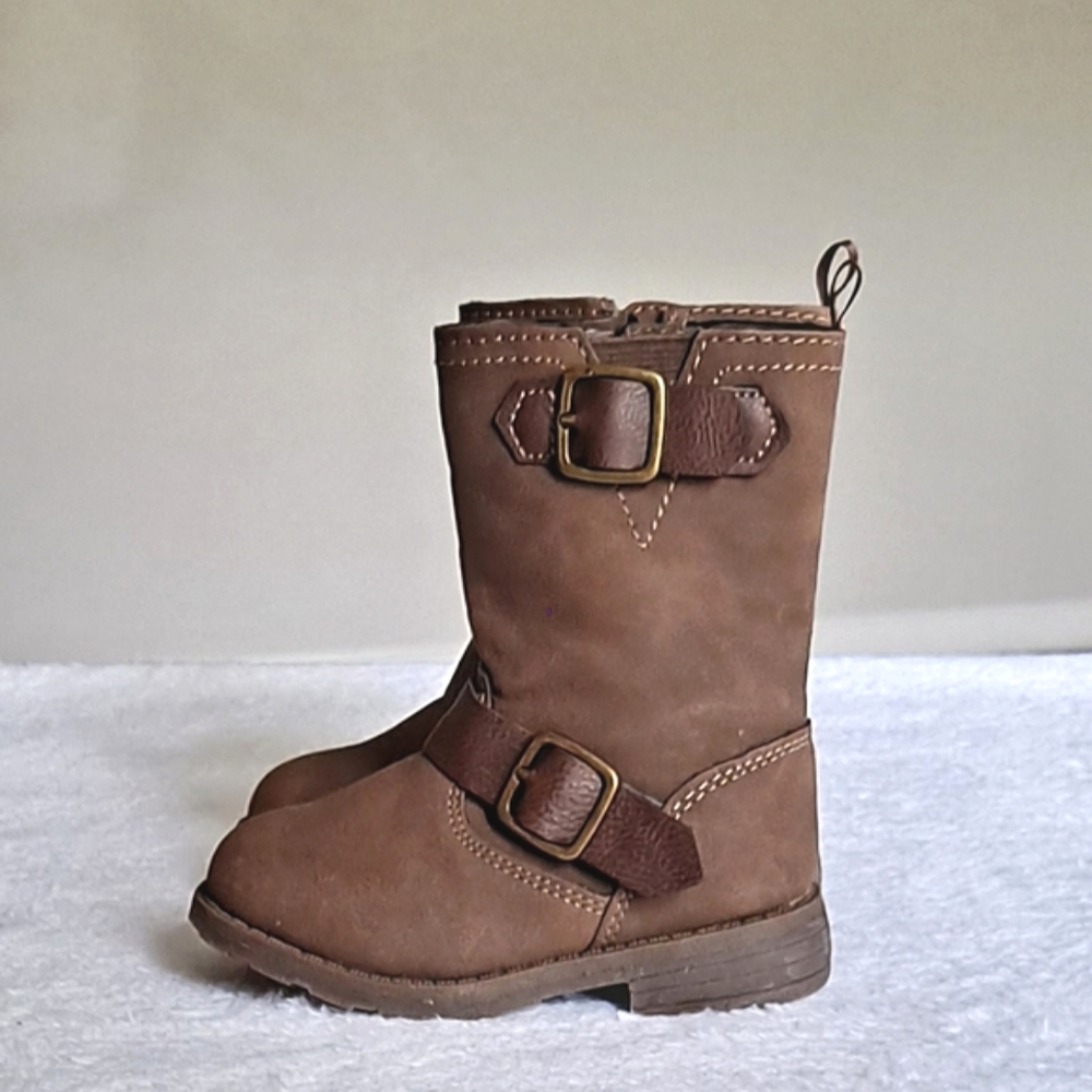 Little Girl's Brown Knee High 👢 Boots - Picture 3 of 7